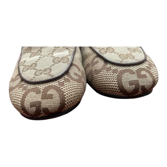 Gucci Princetown Horsebit Detail Leather Canvas Jacquard Mule Slippers Beige 8.5 - Picture 5 of 13